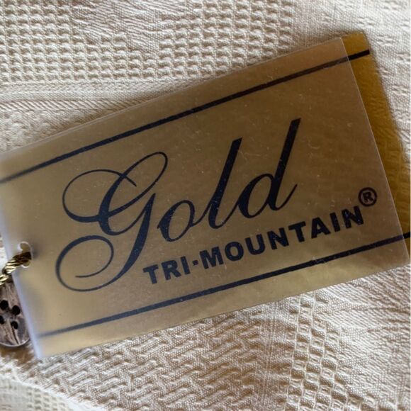 New! Gold Tri-Mountain XL 100% Silk Gold Beachy Tropical Shirt Men’s XL NWT - Picture 12 of 16